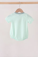 Green Pumpkin Embroidery Gingham Bubble