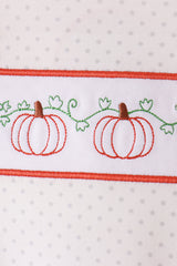 Orange Pumpkin Bow Embroidery Ruffle Skorts Set