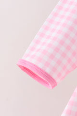 Pink Football Smocked Gingham Dress