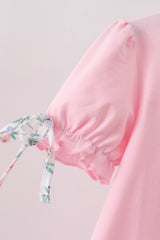 Pink Piggy Applique Ruffle Dress