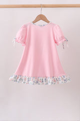 Pink Piggy Applique Ruffle Dress