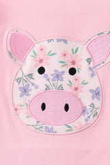 Pink Piggy Applique Ruffle Skorts Set