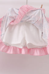 Pink Piggy Applique Ruffle Skorts Set