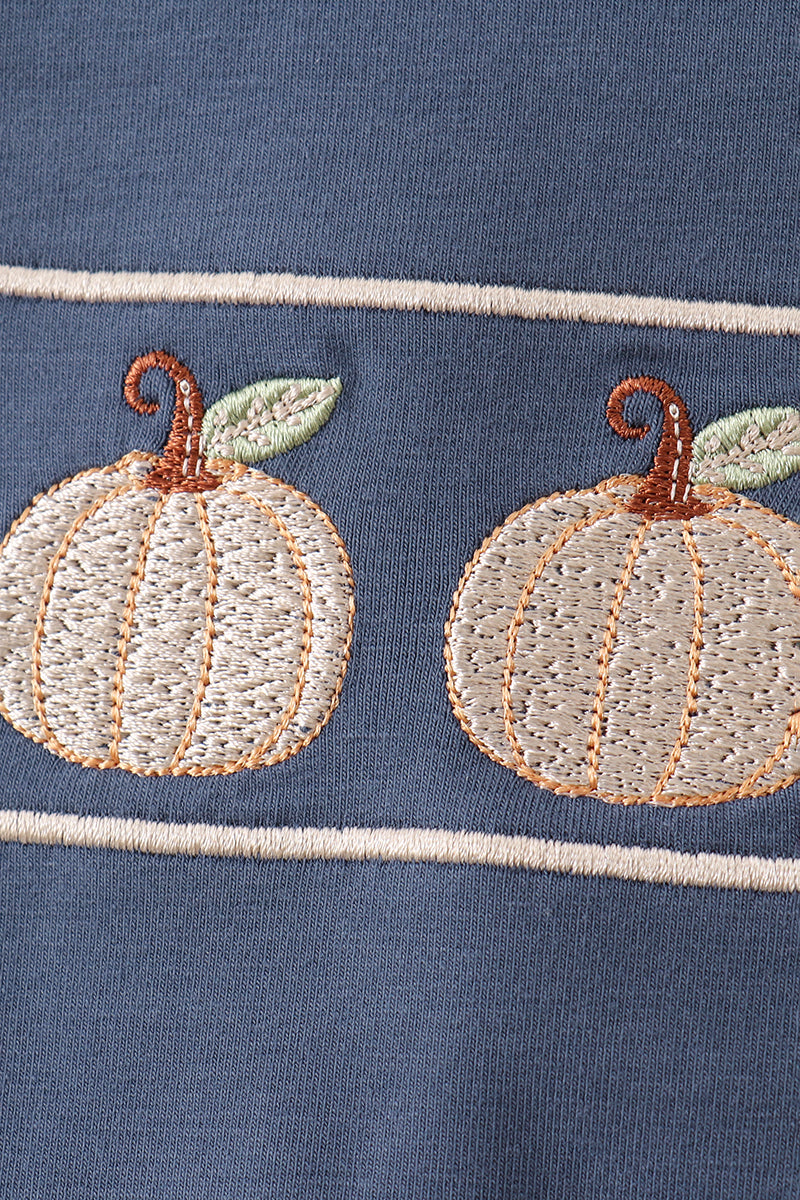 Blue Pumpkin Embroidery Shorts Set