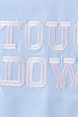 Blue Touchdown Embroidery Football Shorts Set