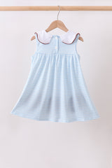 Blue Stripe Football French Knot Dress