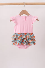 Pink Jack-O-Lantern Applique Ruffle Bubble