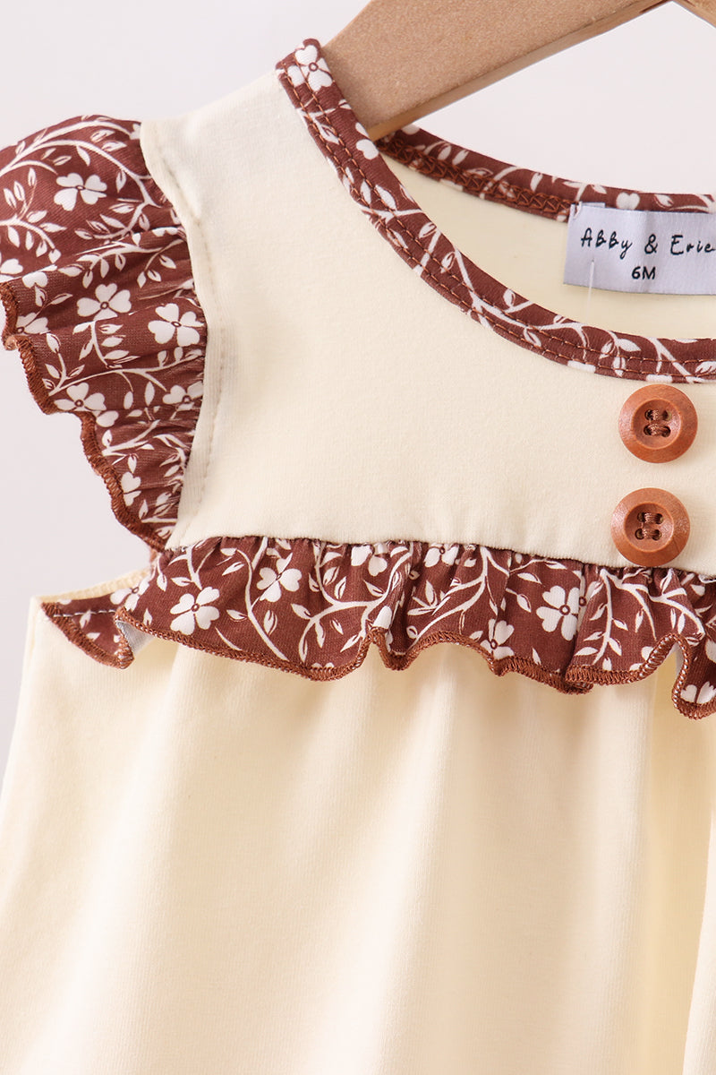 Brown Mallard Applique Ruffle Bloomer Set