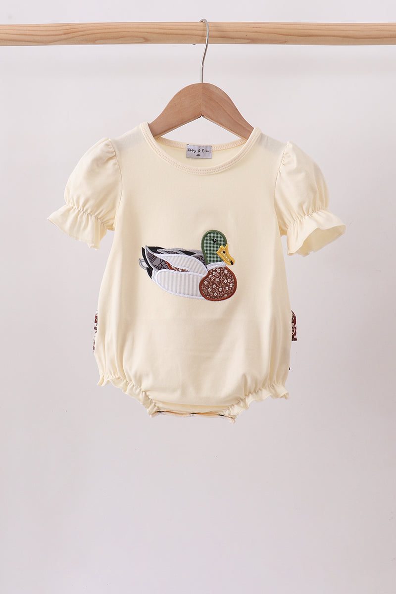 Brown Mallard Applique Ruffle Bubble