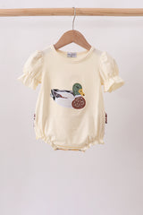 Brown Mallard Applique Ruffle Bubble