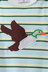 Blue Stripe Mallard Applique Jon Jon