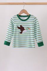Blue Stripe Mallard Applique Top