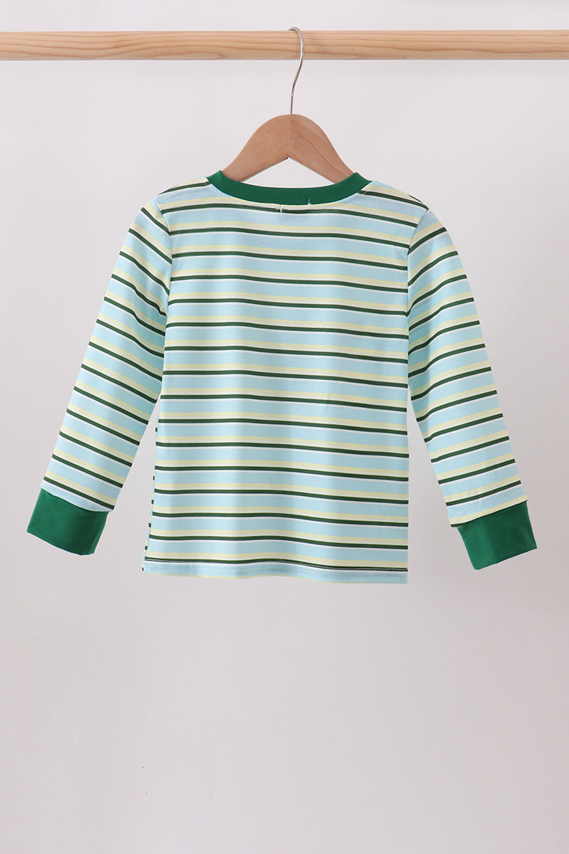 Blue Stripe Mallard Applique Top