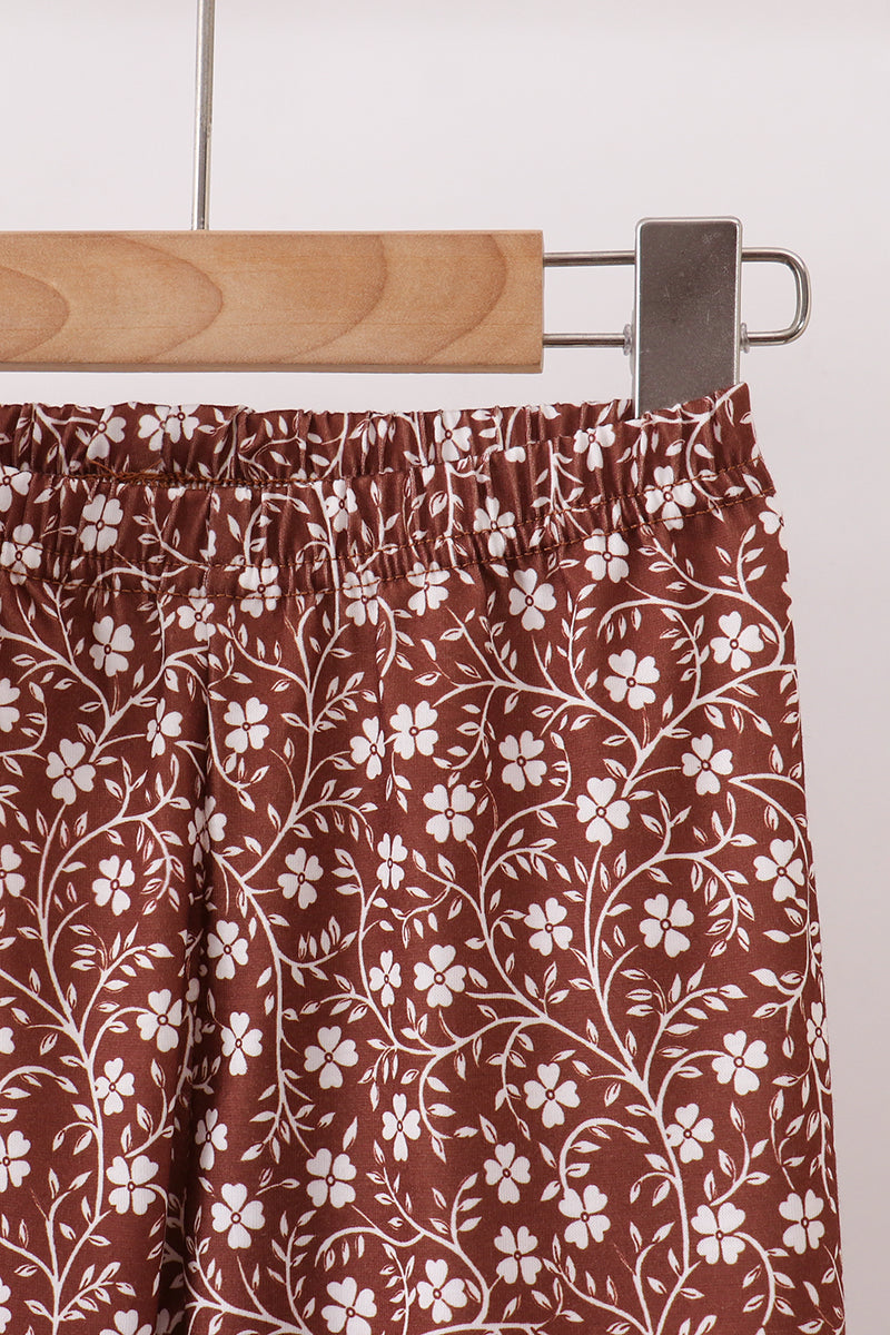 Brown Mallard Applique Ruffle Pants Set