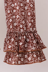 Brown Mallard Applique Ruffle Pants Set