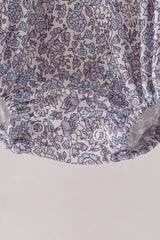 Navy Floral Bow Smocked Bubble