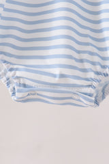 Navy Deer Embroidery Stripe Bubble
