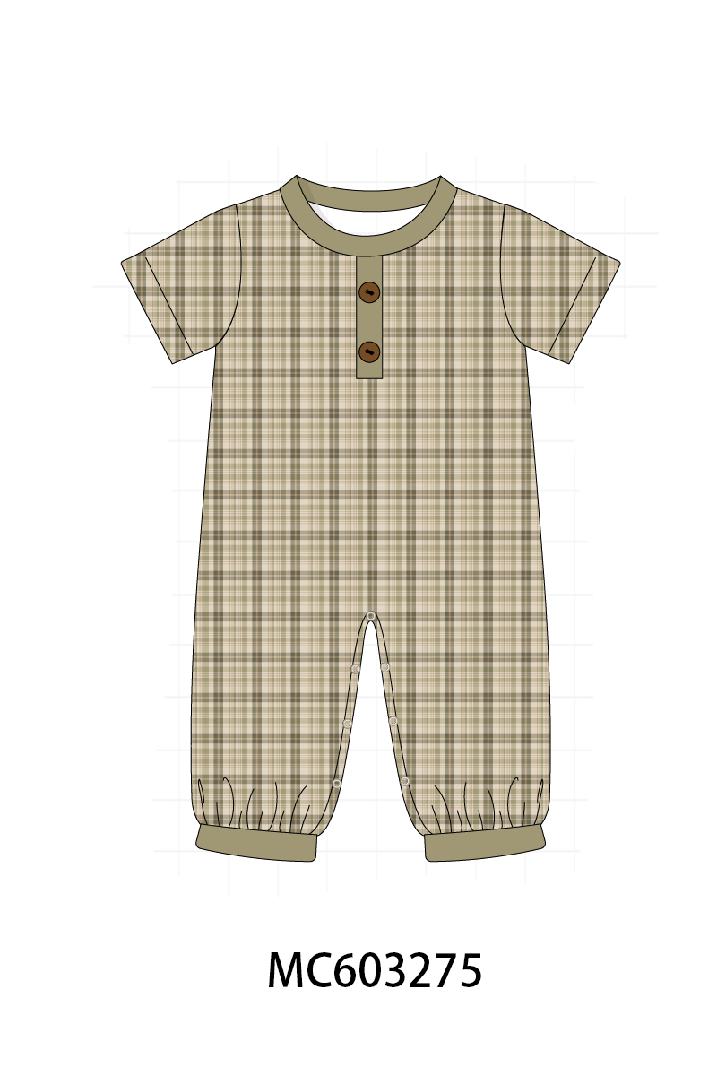Oat Olive Plaid Romper