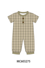 Oat Olive Plaid Romper
