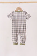 Oat Olive Plaid Romper