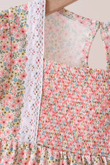 Floral Smocked Lace Pants Set