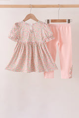 Floral Smocked Lace Pants Set