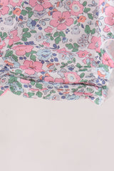 Blue Floral Smocked Ruffle Bubble