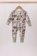 Camouflage Hunting Bamboo Zipper Romper