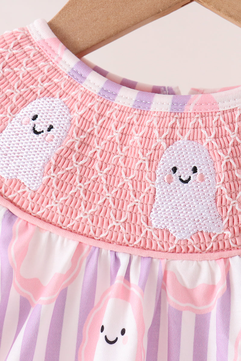 Purple Ghost Smocked Ruffle Bubble