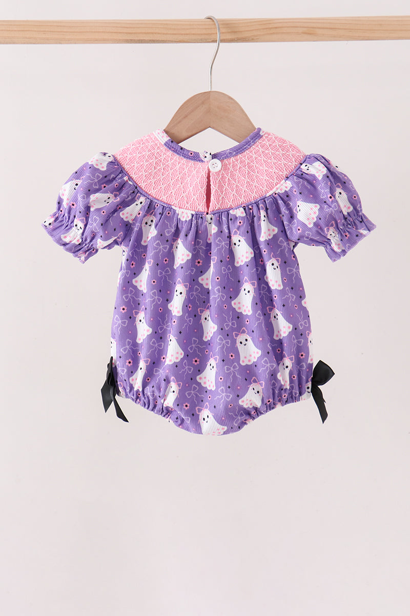 Purple Spooky cute Smocked Bubble