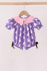 Purple Spooky cute Smocked Bubble