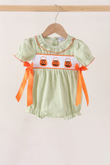 Green Pumpkin Smocked Ruffle Bubble