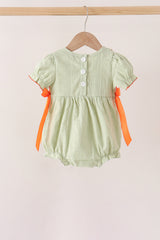 Green Pumpkin Smocked Ruffle Bubble