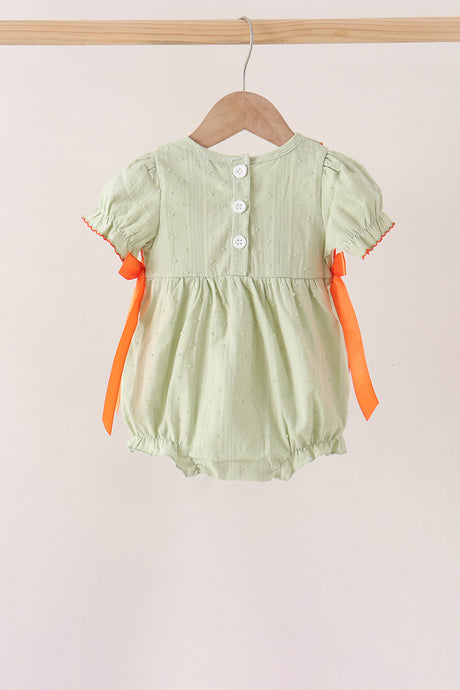 Green Pumpkin Smocked Ruffle Bubble
