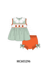 Green Pumpkin Smocked Bloomer Set