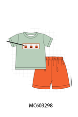 Green Pumpkin Smocked Shorts Set
