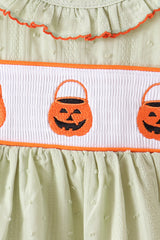 Green Pumpkin Smocked Ruffle Shorts Set