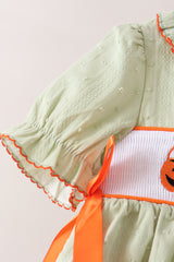 Green Pumpkin Smocked Ruffle Shorts Set