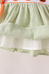 Green Pumpkin Smocked Ruffle Shorts Set