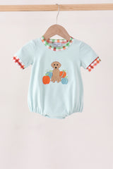 Blue Puppy Pumpkin Embroidery Bubble
