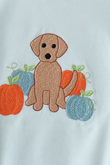 Blue Puppy Pumpkin Embroidery Bubble