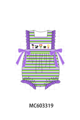 Purple witch embroidery stripe ruffle bubble