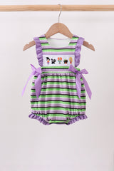Purple witch embroidery stripe ruffle bubble