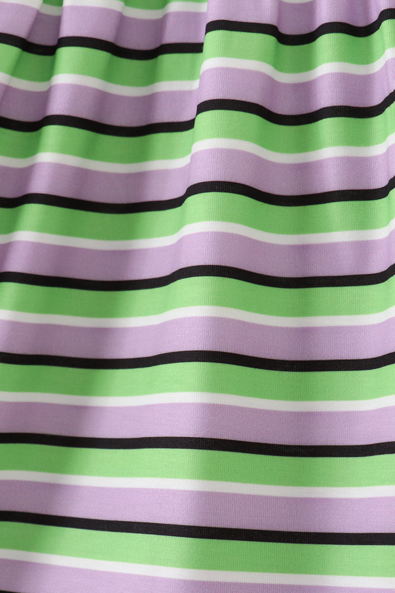 Purple witch embroidery bow stripe dress