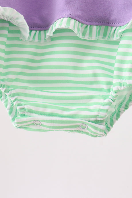 Purple witch applique stripe ruffle bubble