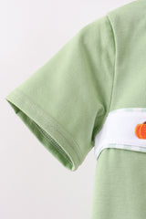 Green Pumpkin Embroidery Shorts Set