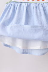 Blue Pumpkin Embroidery jacquard Ruffle Shorts Set