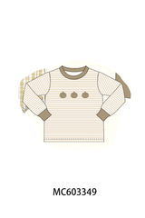 Khaki Pumpkin Embroidery Stripe Top
