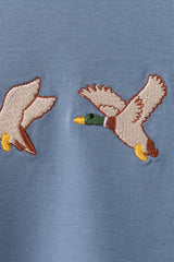 Teal Duck Embroidery Romper