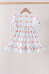 Blue Pumpkin Embroidery Ruffle Dress